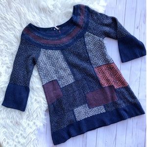 Free People mixed pattern patchwork sweater